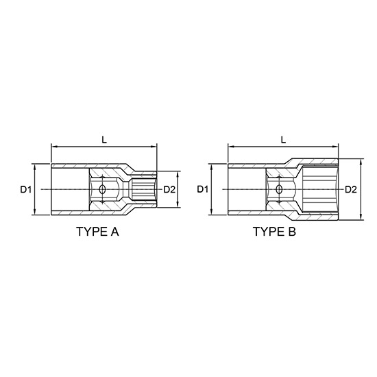 Đầu tuýp lục giác 1/2 Đầu tuýp lục giác 1/2